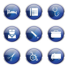 Hospital Health Blue Vector Button Icon Design Set