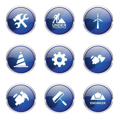 Construction Tools Blue Vector Button Icon Design Set 2