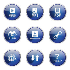 Multimedia Web Internet Blue Vector Button Icon Design Set