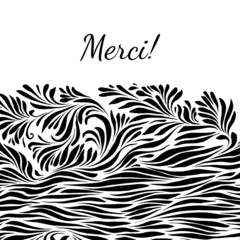 Black and white hand drawn merci background