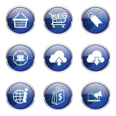 SEO Internet Sign Blue Vector Button Icon Design Set 7