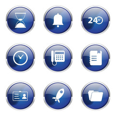 Time Duration Blue Vector Button Icon Design Set