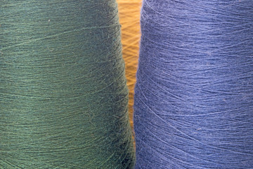green and blue background from threads and yarns