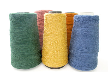 threads and yarns isolated over white
