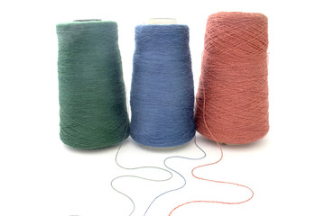yarn and thread horyzontal isolated over white