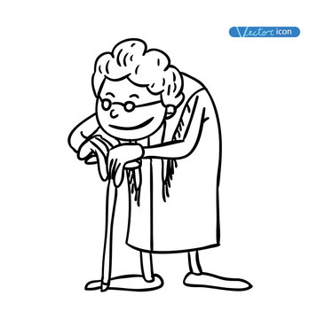 old woman, vector illustration.