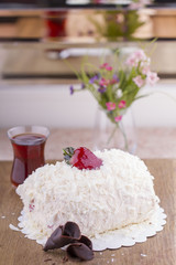White Furry Cake on Strawberry