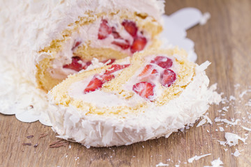 White Furry Cake on Strawberry