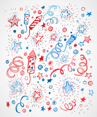 American Independence Day. Hand-drawn pattern