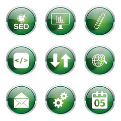 SEO Internet Sign Green Vector Button Icon Design Set 6