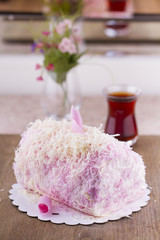 Furry Pink Cake Ready to Eat