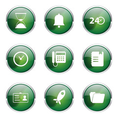 Time Duration Green Vector Button Icon Design Set