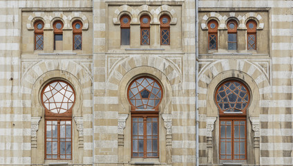 The facade of the building railway station in Baku