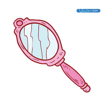 pink hand mirror, vector illustration