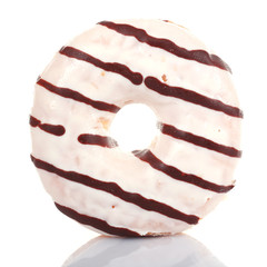 Delicious donut with icing isolated on white