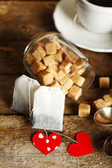 Heart shaped teabag tags and Cup of tea with