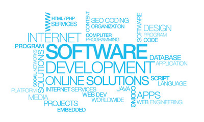 Software development apps computer programming word tag cloud