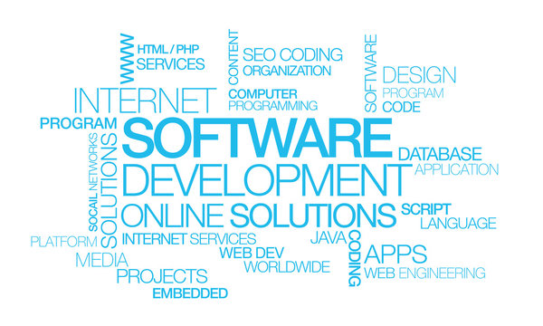 Software development apps computer programming word tag cloud