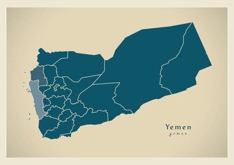 Modern Map - Yemen with governorates YE