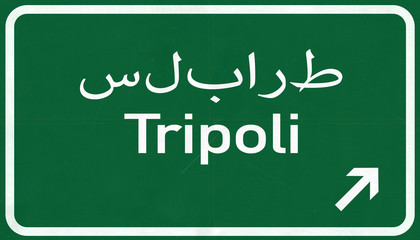 Tropoli Lybia Highway Road Sign