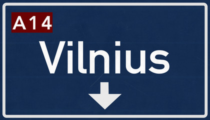 Vilnius Lithuania Highway Road Sign