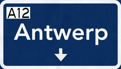 Antwerp Belgium Highway Road Sign
