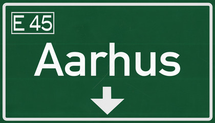 Aarhus Denmark Highway Road Sign