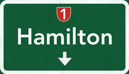 Hamilton New Zealand Highway Road Sign