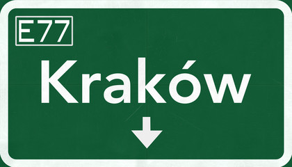 Krakow Poland Highway Road Sign