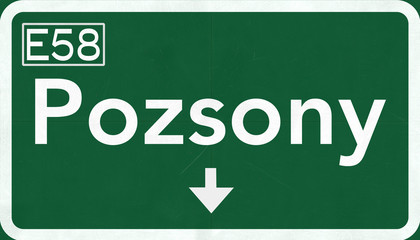 Pozsony Slovakia Highway Road Sign
