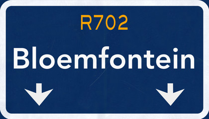 Bloemfontein South Afrca Highway Road Sign