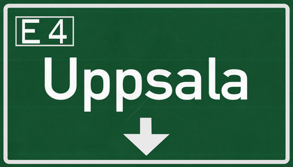 Naklejka premium Uppsala Sweden Highway Road Sign