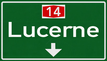 Naklejka premium Lucerne Switzerland Highway Road Sign