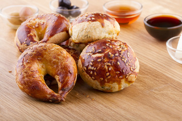 Turkish Pastry Foods on a Wooden Table