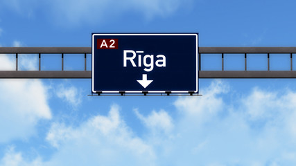 Riga Latvia Highway Road Sign