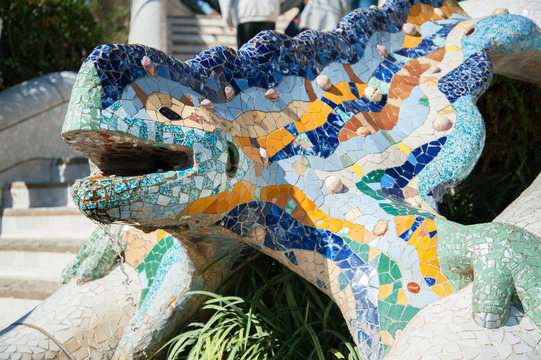 Dragon salamandra of gaudi mosaic