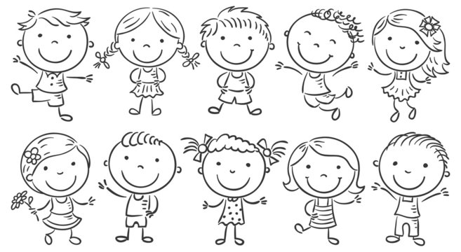 Ten Happy Cartoon Kids