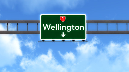 Wellington New Zealand Highway Road Sign © boscorelli