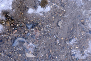 texture of ice on the river