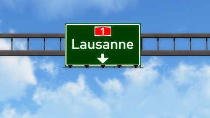 Lausanne Switzerland Highway Road Sign