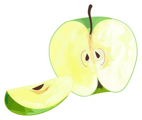 Delightful garden - Half of green apple and its slice with polyg