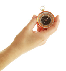 Female hand with compass