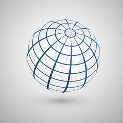 Wire frame planet sphere icon. Vector illustration