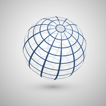 Wire Frame Planet Sphere Icon. Vector Illustration