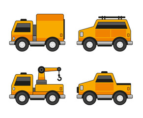Orange Car Icons Set. Vector