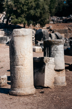 Ancient tales carved in stone columns