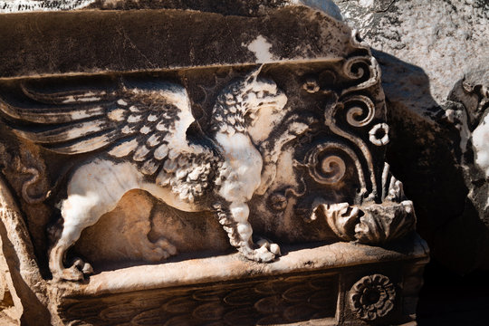 Mythical griffon relief