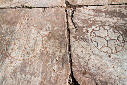 Ancient stone background symbols