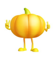 Obraz premium Pumpkin character with thumbs up pose