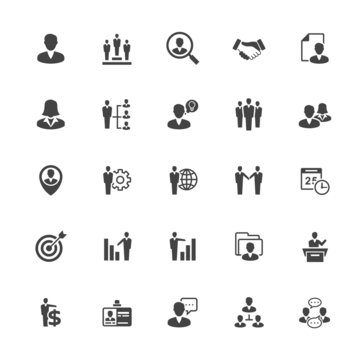 Management and Human Resource Icons on White Background